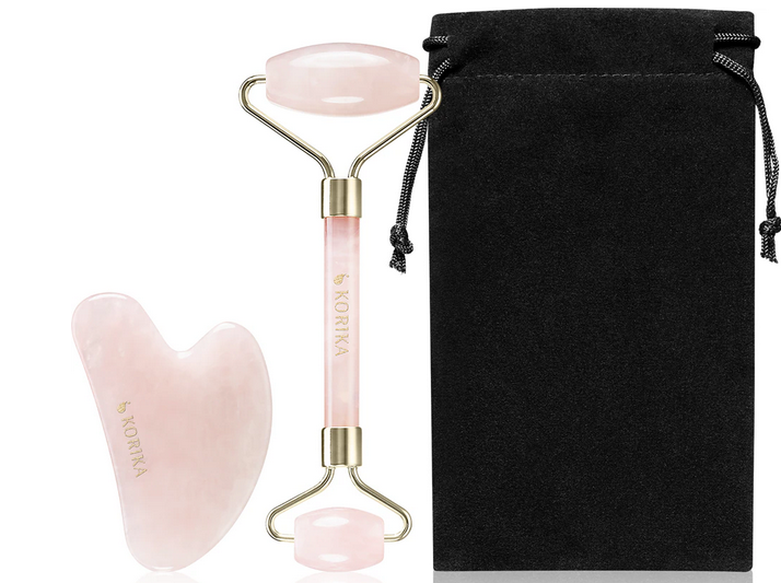 Coffret Soin Visage – Rouleau de Jade & Gua Sha en Quartz Rose