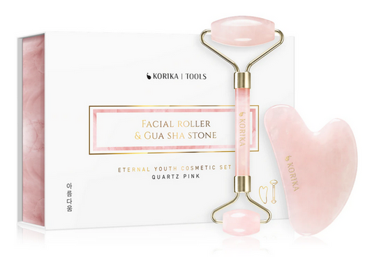 Coffret Soin Visage – Rouleau de Jade & Gua Sha en Quartz Rose